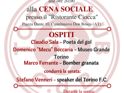 Toro Club Castelnuovo: Sala e Ferrante alla cena sociale del 4 marzo