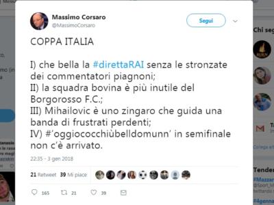 L’onorevole Massimo Corsaro su Twitter: “Mihajlovic è uno zingaro”