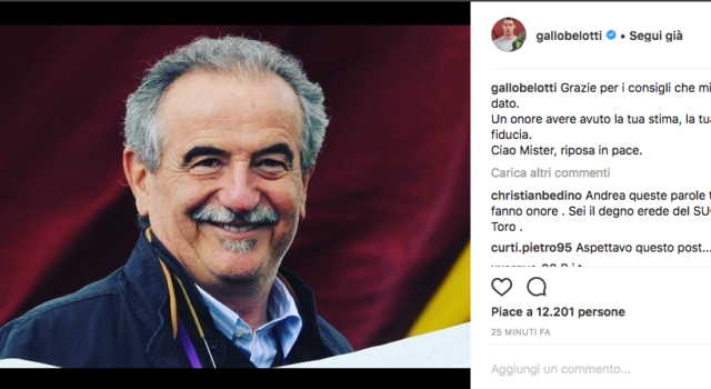 Torino, Belotti su Mondonico: “Grazie per i consigli che mi hai dato”