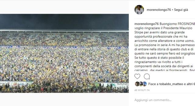 Longo: “Grazie Frosinone. Nessun sogno ti è precluso”