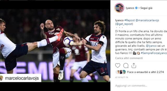 Lyanco, la famiglia: “Ama i tifosi del Toro”. E il brasiliano condivide il post