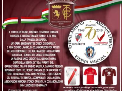 Il Toro Club Bruino inaugura Piazza Grande Torino: la cerimonia il 3 maggio