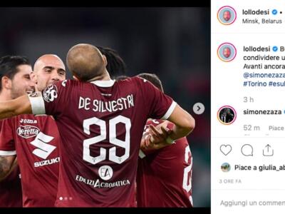 Torino, le reazioni sui social: Rincon pensa al Wolves, Zaza e De Silvestri “esultano così”