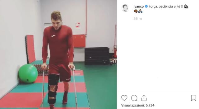 Lyanco: “Forza, pazienza e fede”. Il video dei progressi dopo l’infortunio