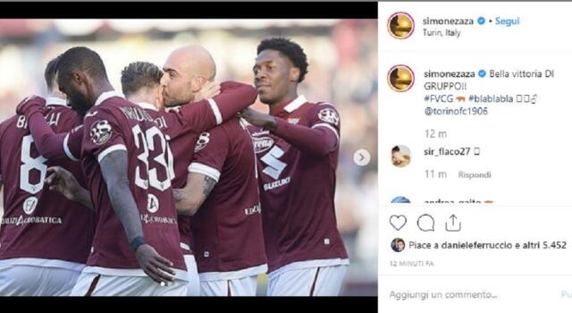 Zaza sui social: “Bella vittoria di gruppo”. E quel #blablabla…