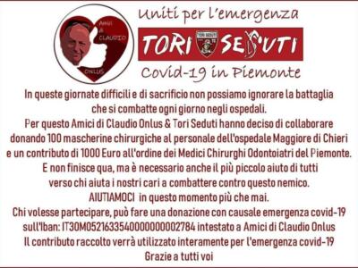 Dal Toro Club “Tori Seduti” mascherine e donazioni per aiutare nella lotta al coronavirus
