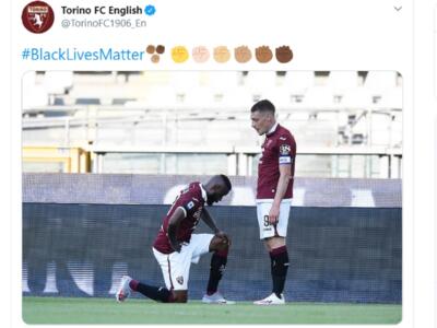 Nkoulou inginocchiato, all’estero fa discutere il tweet del Toro: “La foto peggiore”