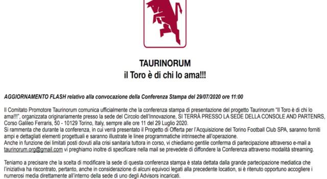 Cordata Taurinorum, “Console and Partners” è l’advisor dell’operazione. La conferenza cambia location