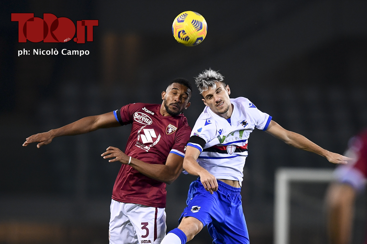 Gleison Bremer e Valerio Verre in Torino-Sampdoria 2-2