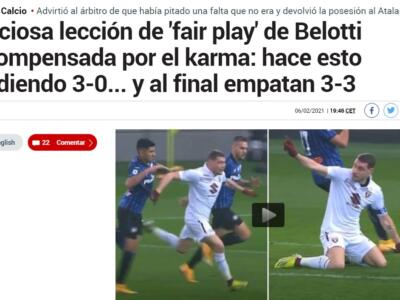 Marca esalta il fair-play di Belotti: “Da mostrare nelle scuole”