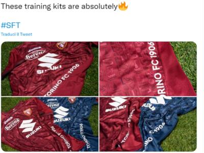 Torino, la Mole e il Museo Egizio sulle nuove maglie d’allenamento: le foto