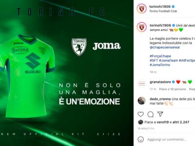 Torino, dopo l’omaggio al River arriva quello alla Chapecoense: la maglia del portiere è verde