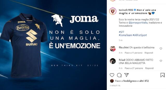 Torino, ecco la terza maglia: è blu con le scritte in oro