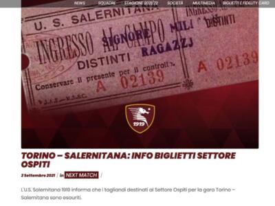 Salernitana, settore ospiti esaurito, il club: “Comprateli in Curva Primavera”