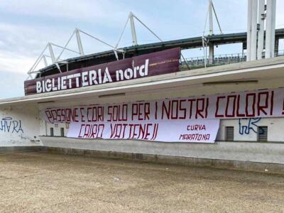Torino-Palermo, Curva Maratona: “Passione e cori solo per i nostri colori! Cairo Vattene!!”
