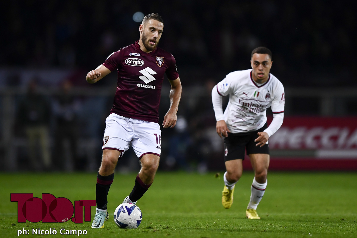 Nikola Vlasic e Sergino Dest in Torino-Milan 2-1, Serie A 2022/2023