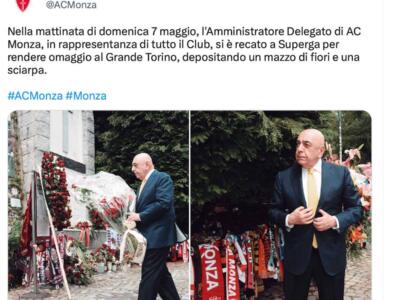 Galliani a Superga per omaggiare il Grande Torino