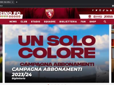 Cambia il sito del Torino: nuova veste grafica