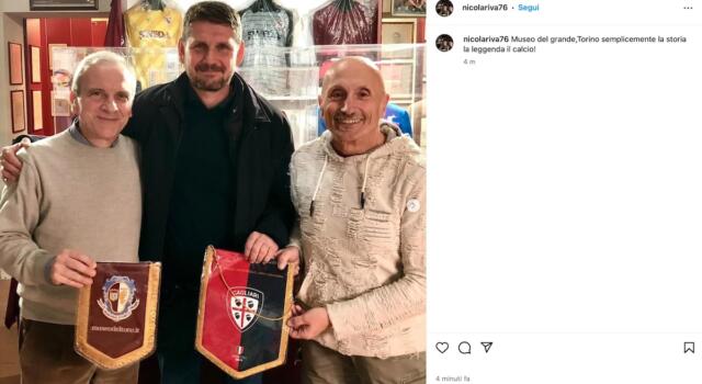 Nicola Riva visita il Museo, poi a Superga con una delegazione del Cagliari