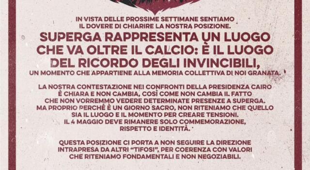 La Maratona: “Contestiamo Cairo ma il 4 maggio è sacro”