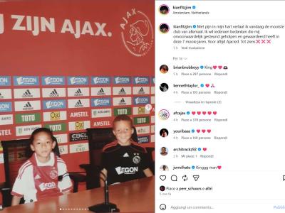 Fitz-Jim saluta l’Ajax: “Ringrazio chi mi ha sostenuto. Lascio il club più grande di tutti”