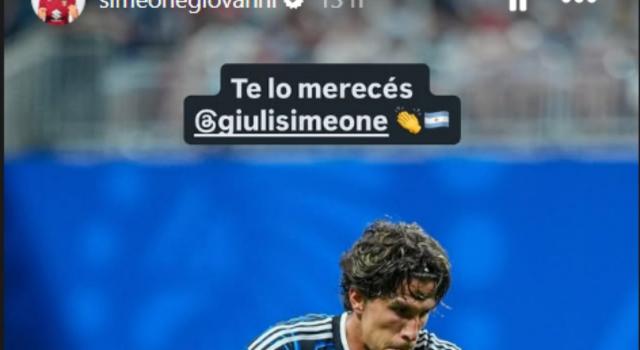 Il Cholito Simeone celebra Giuliano: “Te lo meriti”