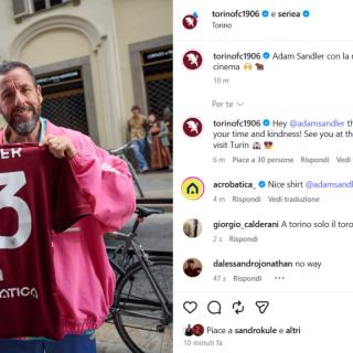 Hollywood granata: Adam Sandler con la maglia del Toro