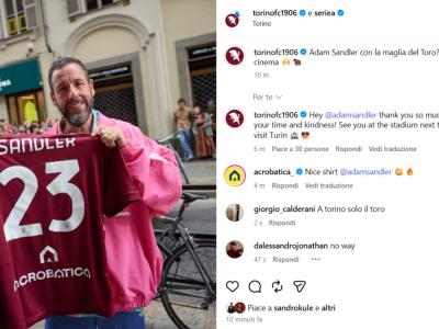 Hollywood granata: Adam Sandler con la maglia del Toro