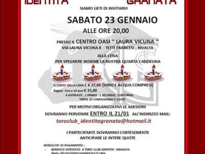 Cena di anniversario del Toro Club Identità Granata