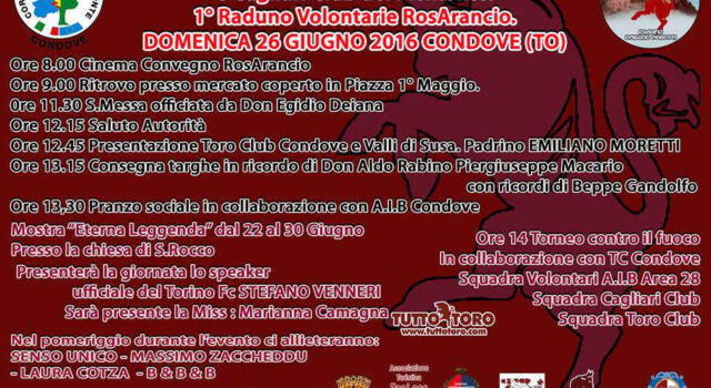 Domani a Condove grande festa per i tifosi del Toro